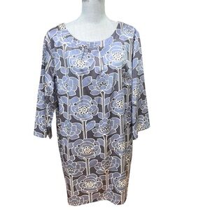 Boden Floral Blue and Cream Silk Dress size 18